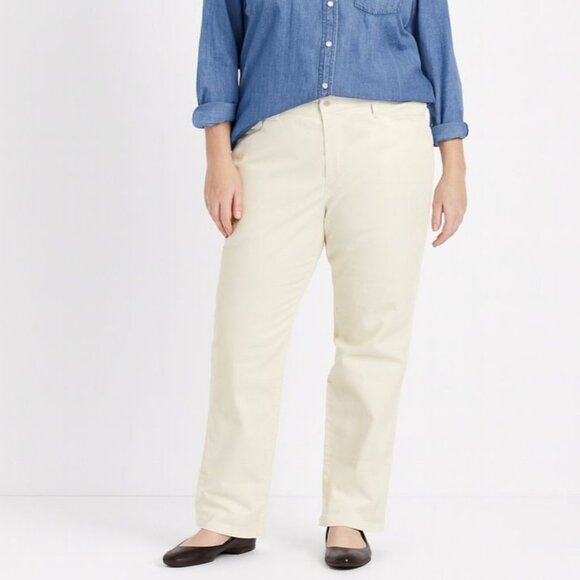 Talbots Womens Stretch Corduroy Demi Boot Pants Ivory Ankle Crop Size 12 - Picture 1 of 11